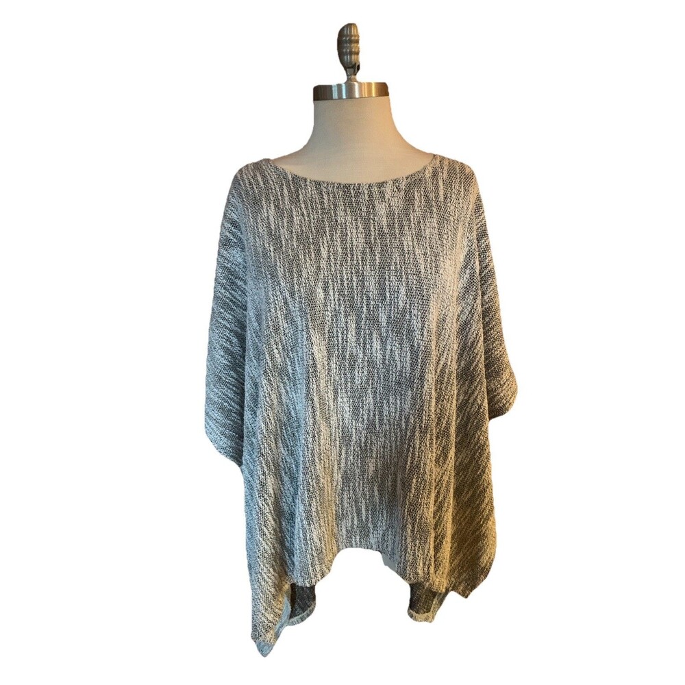 Supply Society Poncho Cape Asymmetrical Boho Boutique Brand Black Slub Knit OSFM